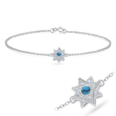 Star Shape with Turquoise and CZ Silver Bracelet BRS-543